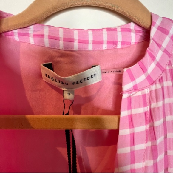 English Factory | Gingham Knot Tiered Cotton Blend Midi Dress - Picture 5 of 7